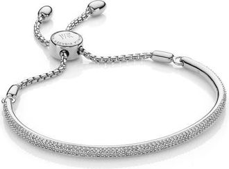 Monica Vinader Fiji Diamond Bar Bracelet in Silver at Nordstrom