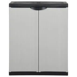 vidaXL Garden Storage Cabinet with 1 Shelf Gray and Black 26.8x15.7x33.5