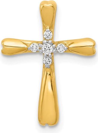 Diamond2Deal 10K Gold 1/20ct. 5-Stone Diamond Cross Chain Slide Pendant