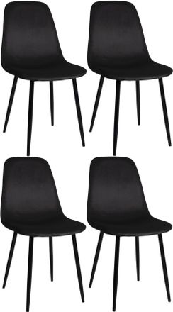 Clp Set de 4 sillas con patas de metal y asiento en terciopelo negro