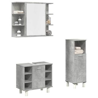 Berkfield Home 3 Piece Bathroom Furniture Set Concrete Grey Engineered Wood