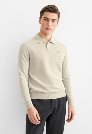 Boss Orange by Hugo Boss Polokragenpullover BOSS ORANGE Asac, Herren, Gr. XXL, beige (light beige271), Strick, Obermaterial: 85% Baumwolle, 15% Kapok, unifarben, regular fit h