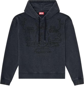 Diesel Relaxed Fit Dark Charcoal Hoodie with Embossed Design