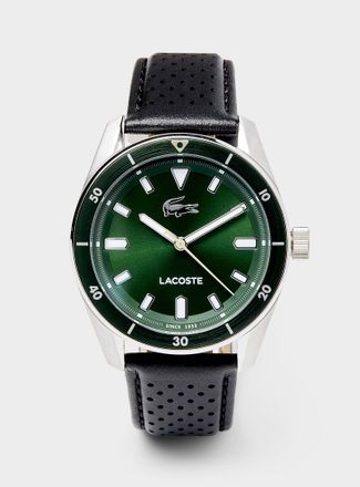 Lacoste Mens Green dial leather-band Boston watch