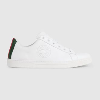 Gucci Mens Gucci Ace Sneaker, White, Leather
