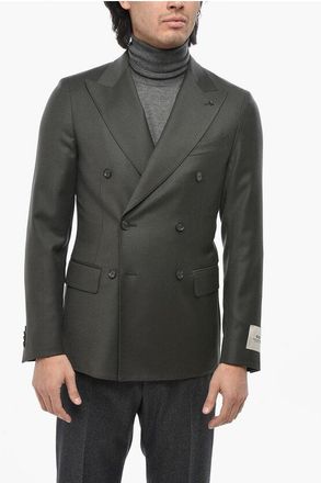 Corneliani CC COLLECTION Virgin Wool Double-Breasted Blazer with Peak L size 46