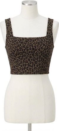 Spanx Leopard Print Cropped Square Neck Shelf Tank In Multi