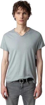 Zadig&Voltaire Tops, Heren, Grijs, M, No Heart Henley Tshirt