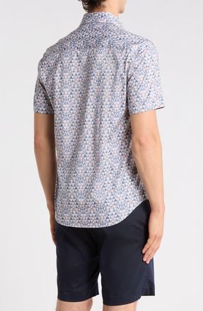 Bugatchi Short Sleeve Woven Shirt in Sand at Nordstrom Rack, Size Xxx-Large