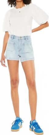 Kancan High Rise A-Line Trouser Denim Shorts In Light Wash