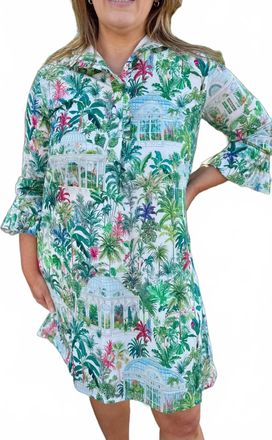 Vilagallo Gara Shirt Mini Dress In Greenhouse Multicolor
