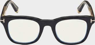 Tom Ford Men & apos;s Acetate Square Blue-Block Optical Frames