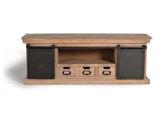 Giner&Colomer Mueble tv madera de mango y patas de metal natural y gris