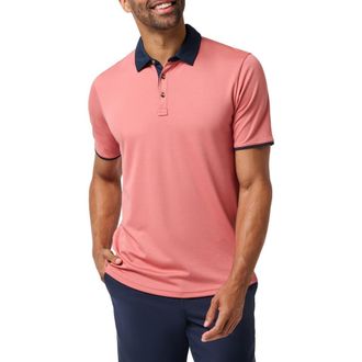 Travis Mathew All Day Social Club Contrast Collar Cotton Blend Polo Shirt in Brick Dust at Nordstrom, Size Xx-Large
