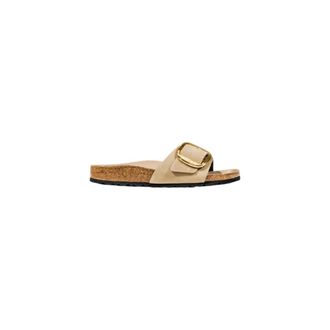 Birkenstock Sliders, female, Beige, Size: 8 US Comfortable Leather Slippers for Women