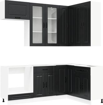 vidaXL Unidad De Cocina Kalmar 8 Uds. Negro Madera De Ingenier&iacute;a Vidaxl