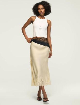 Lucky Brand Womens Lace Slip Skirt