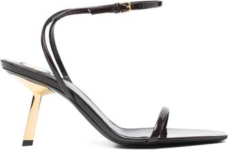 Saint Laurent Lee Sandal - Dames - Sandalen met hakken - Zwart - 41 EU - Leer - Schoenen
