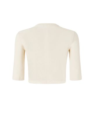 Pinko Womens Cropped Knit Top Kimberly Beige G. Maroso Cotton Jumpers Sweater