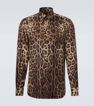 Dolce & Gabbana Camicia in seta con stampa leopardata