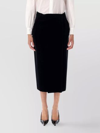 Saint Laurent cotton velvet midi wrap skirt
