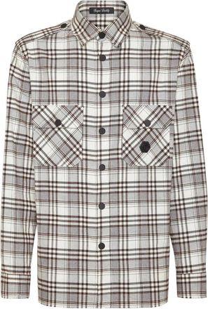 Philipp Plein Shirt Oversize Fit Skull & Bones - Heren - Casual Overhemden - Beige - 4XL - Katoen - Overhemden