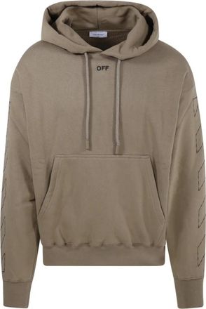 Off-white Off Stitch Skate Hoodie - Heren - Hoodies - Beige - S - Katoen - Hoodies & sweatvesten