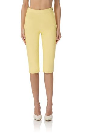 AFRM Calla Faux Leather Capri Pants in Lemon Meringue at Nordstrom, Size 25