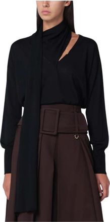 Roberto Collina Maglia Scollo V - Dames - Ronde hals truien - Zwart - L - Wol - Truien & Vesten