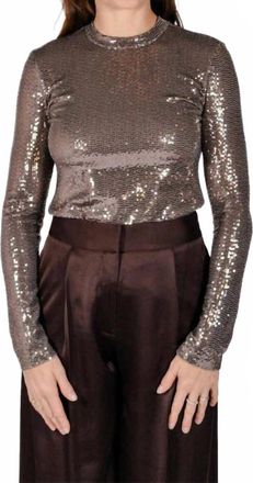 Secular Flora Fitted Crew Top In Bronze