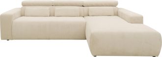 Domo Collection Ecksofa »Brandon B/T: 289/177 cm, belastbar bis 140kg/ Sitz, L-Form« ohne Sitztiefenverstellung, Cord, creme