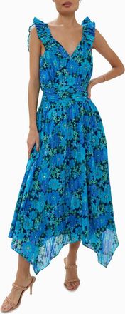 Ramy Brook Greta Midi Dress In Tropical Blue Retro Floral