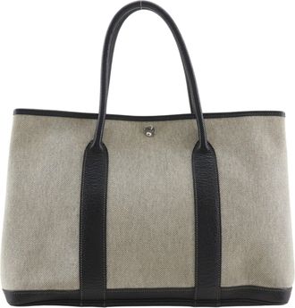 Herm&egrave;s Garden Gray Toile H Tote Bag (Pre-Owned)