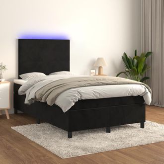 vidaXL Vidaxl - Cama Box Spring Colch&oacute;n Y Led Terciopelo Negro 120x200 Cm