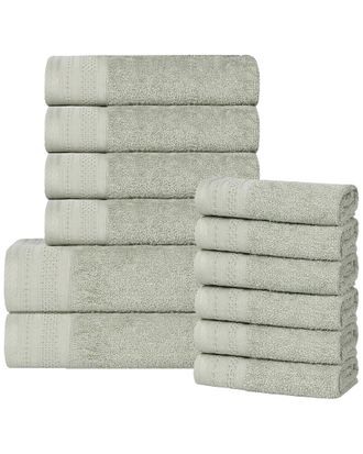 Superior Honeycomb Textured Waffle Border Cotton Medium Weight 12Pc Towel Set