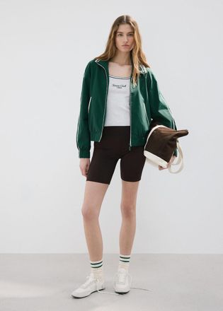 Mango Top messaggio ricamato bordo contrasto grigio medio vigor&eacute; - Donna - S - MANGO