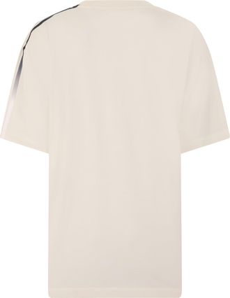 adidas Mens Short-Sleeve Striped T-Shirt Beige Cotton T-Shirts And Polos