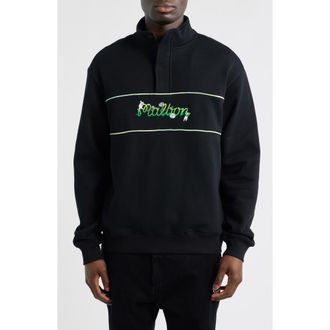 Malbon Golf Grateful Dead Quarter Zip Sweatshirt in Black at Nordstrom, Size Medium