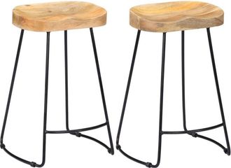 vidaXL vidaXL Gavin Bar Stools 2 pcs Solid Mango Wood
