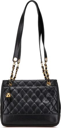 Chanel Borsa tote trapuntata in pelle Caviar con catena 1991-1994 - Nero