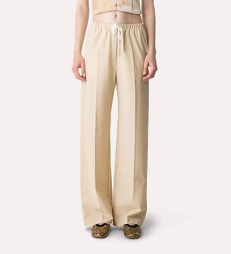 Forte_Forte Wool Blend Canvas Drawstring Pants In Honey
