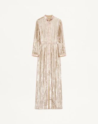 Valentino Embroidered Chiffon Dress Woman SILVER/PINK 36