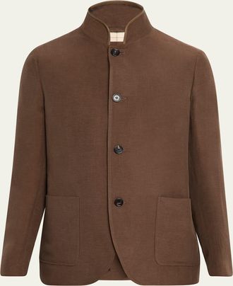 Loro Piana Mens Spagna Linen and Silk Single-Breasted Jacket