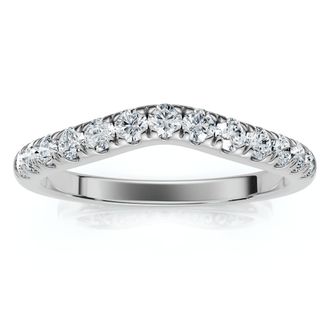 Pompeii3 1/3ct Curved Diamond Wedding Guard Ring 14K White Gold Size Selectable