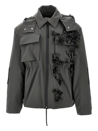 Coccinelle Federi floral-embellished field jacket - women - Recycled Polyester/Polyurethane - M - Grey