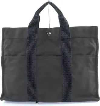 Herm&egrave;s Her Line Gray Polyamide Polyester Tote Bag (Pre-Owned)