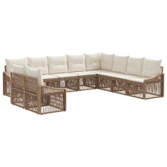 vidaXL Conjunto De Sof&aacute;s De Jard&iacute;n 10 Pcs Beige Rat&aacute;n Sint&eacute;tico Vidaxl