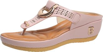 Generic Summer Women Sandals Womens Europe And The States Foreign Trade Metal Buckle Thick Bottom Flip Flops Female Summer New External Slope With Beach Drag 