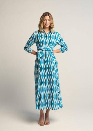 Guadalupe Design Luciana Ikat Dress In Cyan