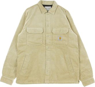Carhartt Work in Progress Gewatteerde Fluweel Overhemdjasje met Knoopsluiting - Heren - Zomerjassen - Beige - XL - Katoen - Jassen